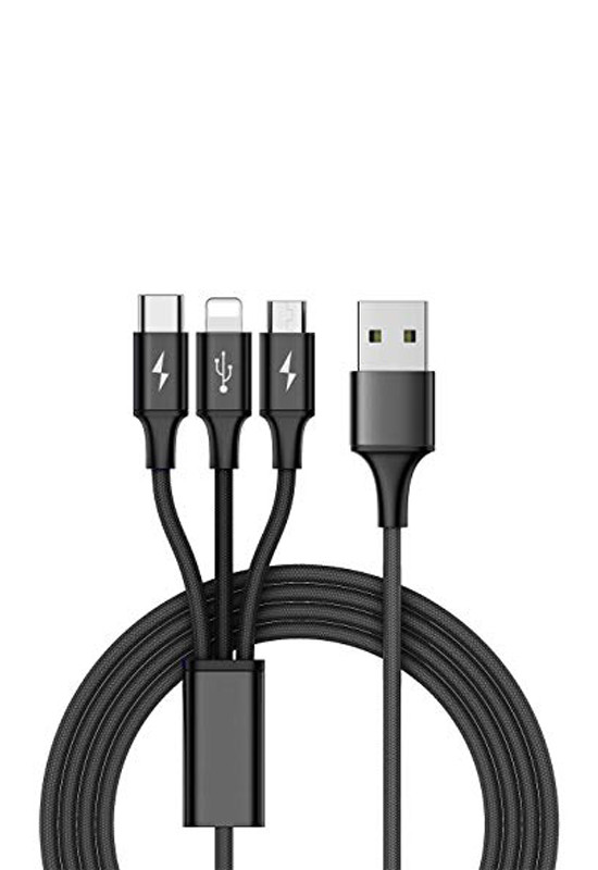 Baseus Fast 4-in-1 Cable For lightning(2) +Type-C +Micro 3.5A 1.2M Black